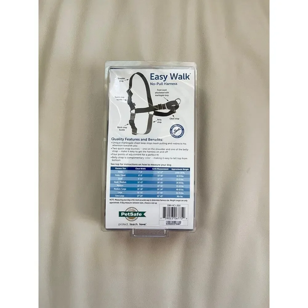 New Pet Safe No-Pull Dog Harness Size Large Black/Silver